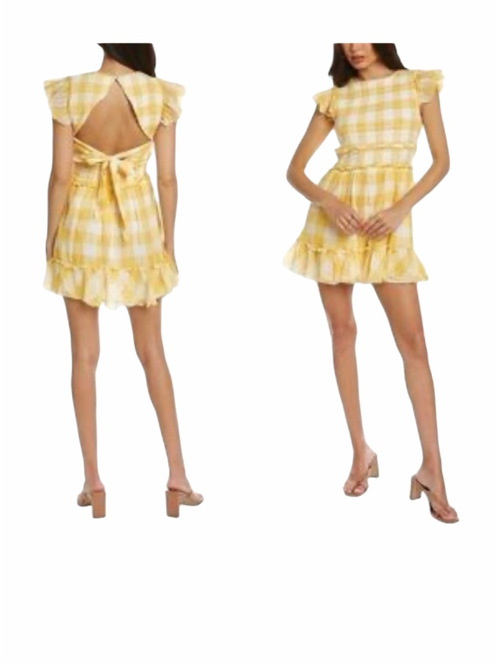 Saylor Saya Checked Smocked Mini Dress Size S